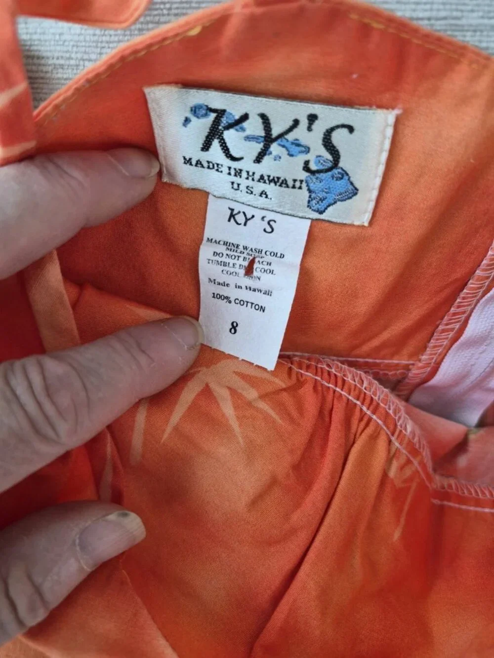 Ky's hawaiian orange dress girls size 8